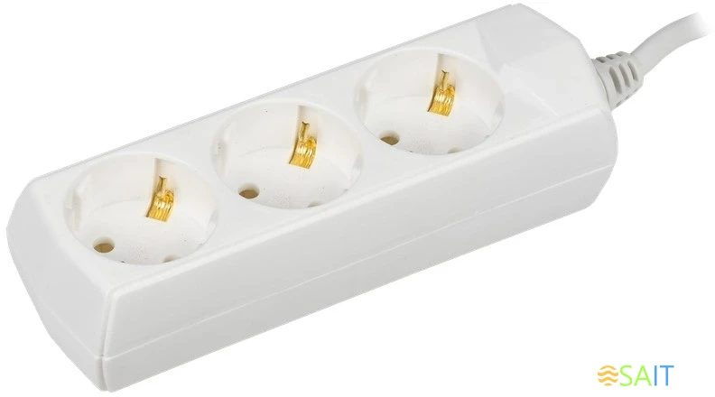 Сетевой удлинитель IEK У03 1.5м (3 розетки) белый (пакет ПЭ)