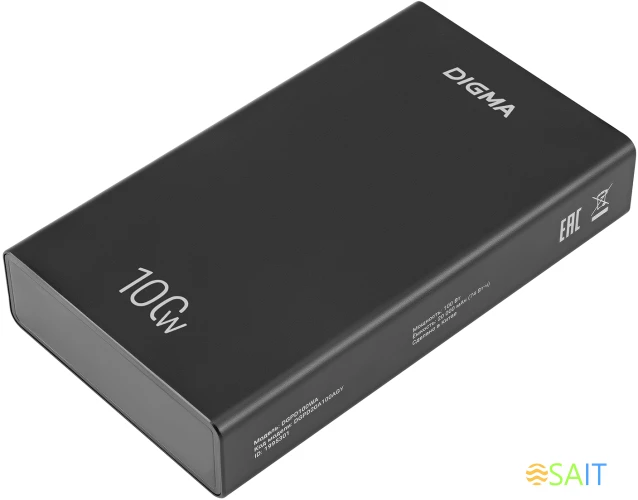 Мобильный аккумулятор Digma DGPD100WA 20000mAh QC3.0/PD3.0 100W 5A 2xUSB-A/2xUSB-C черный (DGPD20A100ABK)