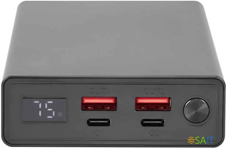 Мобильный аккумулятор Digma DGPD100WA 20000mAh QC3.0/PD3.0 100W 5A 2xUSB-A/2xUSB-C черный (DGPD20A100ABK)