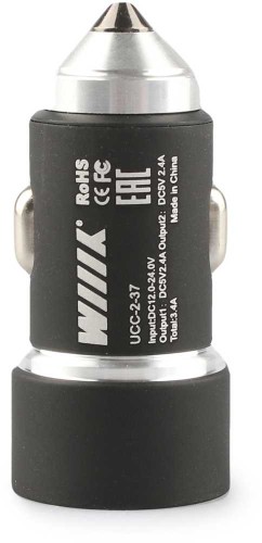Автомобильное зар./устр. Wiiix UCC-2-37 2.4A+2.4A 2xUSB универсальное черный