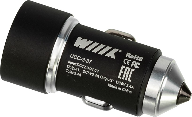 Автомобильное зар./устр. Wiiix UCC-2-37 2.4A+2.4A 2xUSB универсальное черный