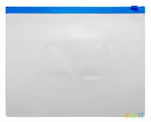 Папка на молнии ZIP Бюрократ -BPM5ABLUE A5 полипропилен 0.15мм карм.для визит. цвет молнии синий