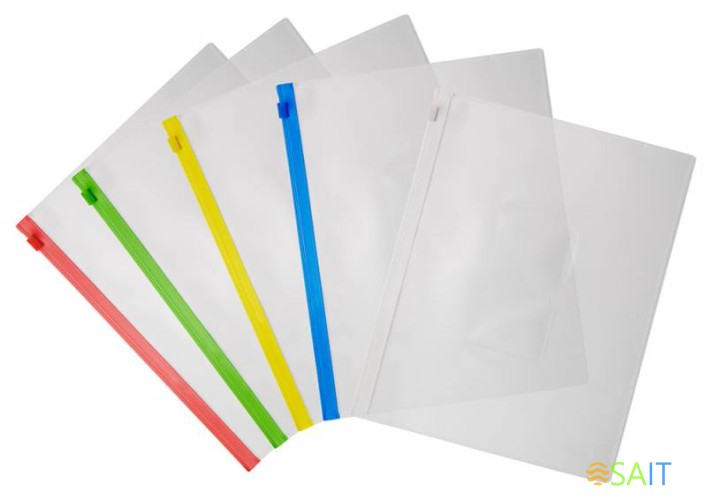 Папка на молнии ZIP Бюрократ -BPM5ABLUE A5 полипропилен 0.15мм карм.для визит. цвет молнии синий