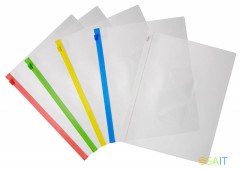 Папка на молнии ZIP Бюрократ -BPM5ABLUE A5 полипропилен 0.15мм карм.для визит. цвет молнии синий