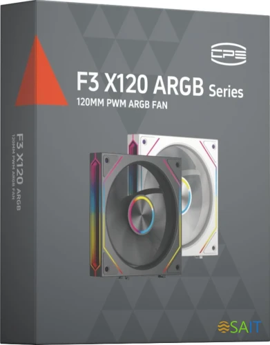 Вентилятор для корпуса PcCooler F3 X120 WH ARGB 120х120x25 белый 4-pin (F3X120-WHAC012-GL) Ret