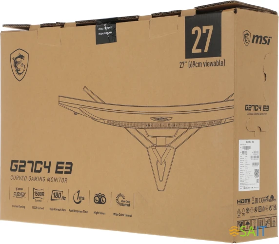 Монитор MSI 27" G27C4 E3 черный VA LED 1ms 16:9 HDMI полуматовая 250cd 178гр/178гр 1920x1080 180Hz DP FHD 4.5кг