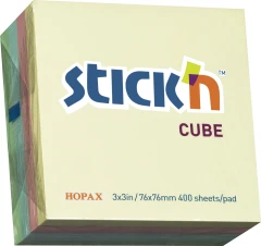 Блок самоклеящийся бумажный Stick`n 21013 76x76мм 400лист. 70г/м2 пастель 4цв.в упак.