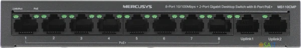 Коммутатор Mercusys MS110CMP (L2) 8x100Мбит/с 2x1Гбит/с 8PoE+ 115W неуправляемый