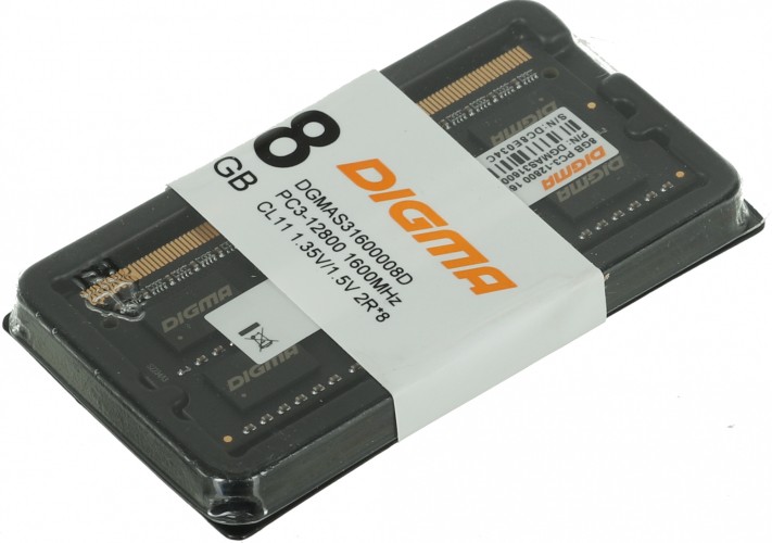 Память DDR3 8GB 1600MHz Digma DGMAS31600008D RTL PC3-12800 CL11 SO-DIMM 204-pin 1.35В dual rank Ret