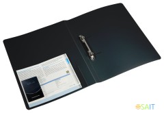 Папка на 2-х кольцах Бюрократ -0812/2RBLCK A4 пластик 0.8мм кор.40мм внутр. с вставкой черный