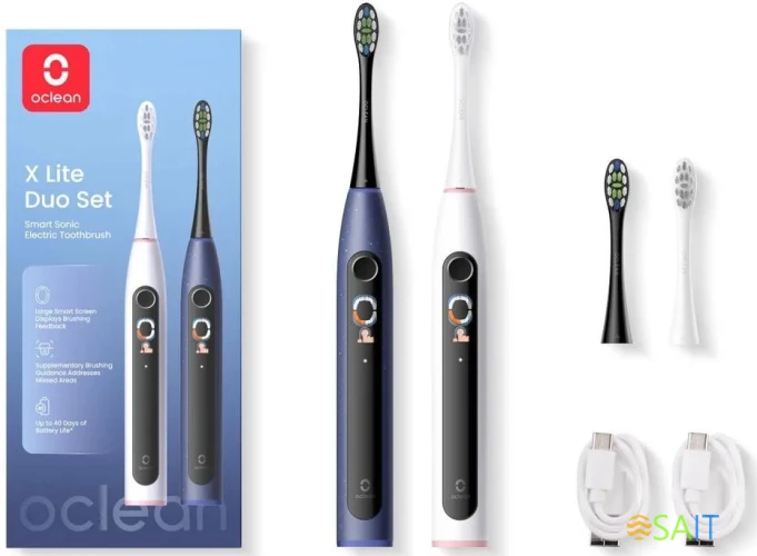 Зубная щетка электрическая Oclean X Lite Duo Set N1801 синий/серый