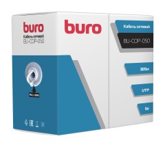 Кабель сетевой Buro BU-COP-050 1Гбит/с UTP 4 пары cat.5E solid 0.50мм Cu пассив. 305м серый