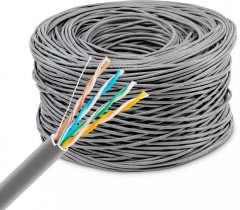 Кабель сетевой Buro BU-COP-050 1Гбит/с UTP 4 пары cat.5E solid 0.50мм Cu пассив. 305м серый