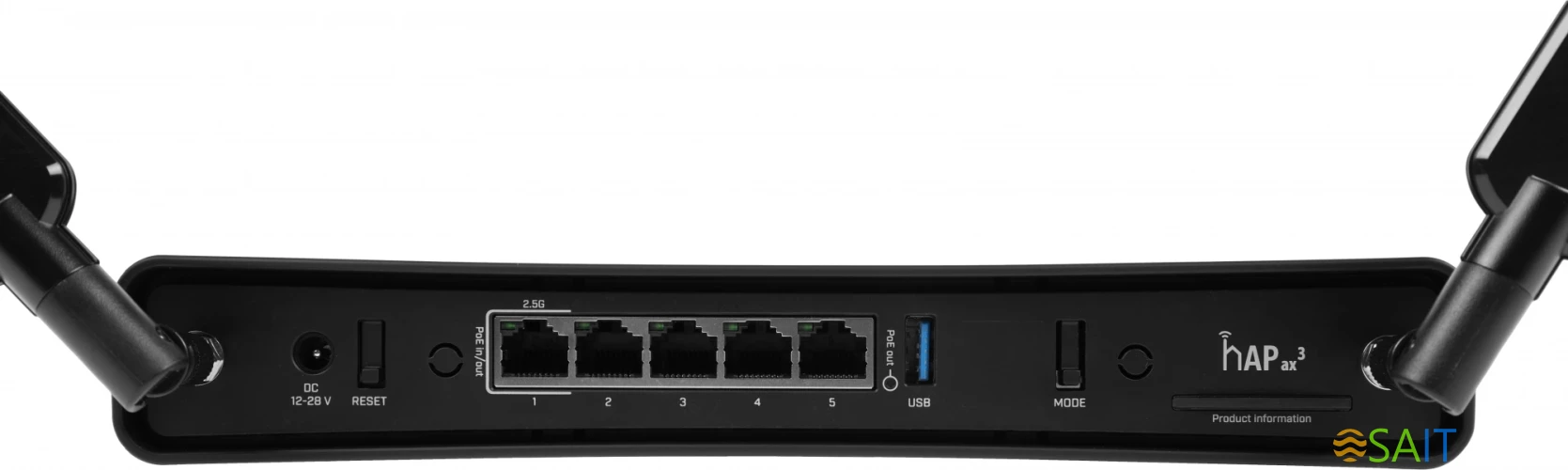 Роутер беспроводной MikroTik hAP ax3 (C53UIG+5HPAXD2HPAXD) AX1800 10/100/1000BASE-TX черный