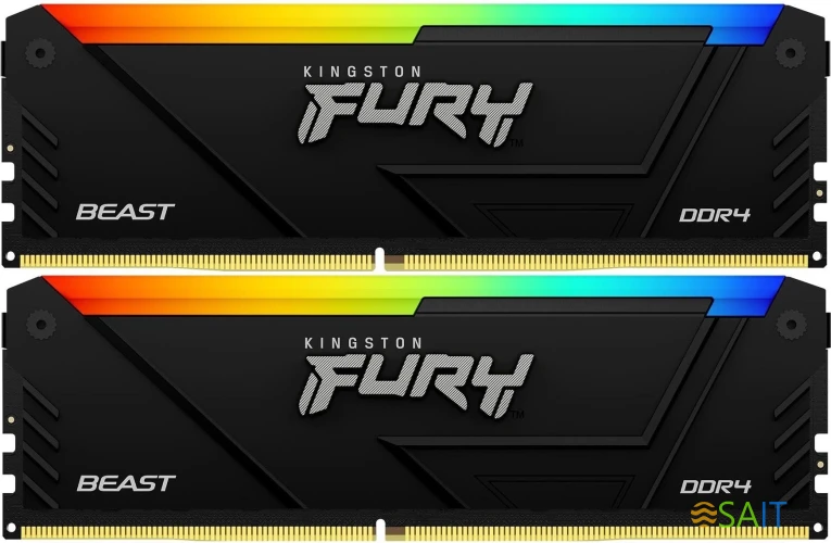 Память DDR4 2x32GB 3200MHz Kingston KF432C16BB2AK2/64 Fury Beast RGB RTL Gaming PC4-25600 CL16 DIMM 288-pin 1.35В dual rank с радиатором Ret