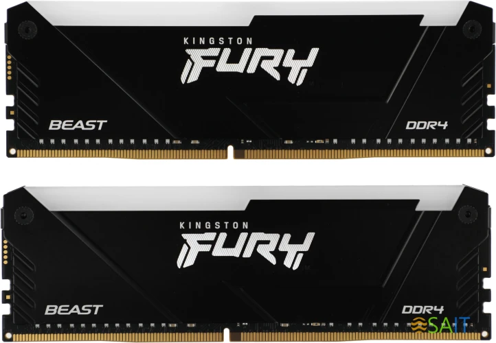 Память DDR4 2x32GB 3200MHz Kingston KF432C16BB2AK2/64 Fury Beast RGB RTL Gaming PC4-25600 CL16 DIMM 288-pin 1.35В dual rank с радиатором Ret
