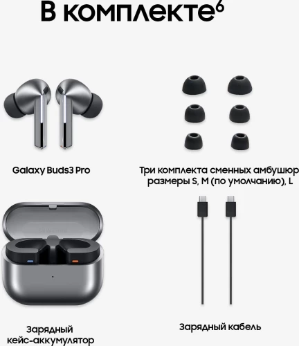 Гарнитура внутриканальные Samsung Galaxy Buds 3 Pro серебристый беспроводные bluetooth в ушной раковине (SM-R630NZAACIS)