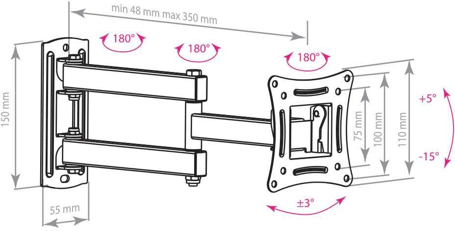Кронштейн для телевизора Arm Media LCD-104 черный 10"-32" макс.15кг настенный поворотно-выдвижной и наклонный