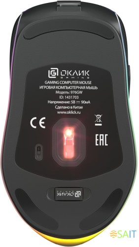 Мышь Оклик 976GW черный оптическая 3200dpi беспров. USB 6but (1431703)