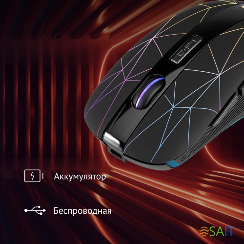 Мышь Оклик 976GW черный оптическая 3200dpi беспров. USB 6but (1431703)