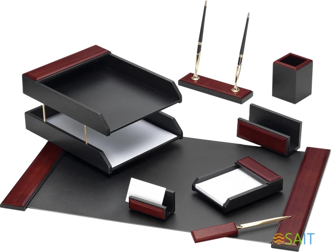 Настольный набор Good Sunrise M8G-1A (8 предметов) красное дерево МДФ черный/бордовый