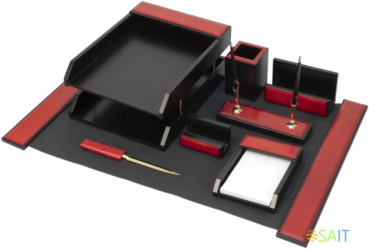 Настольный набор Good Sunrise M8G-1A (8 предметов) красное дерево МДФ черный/бордовый