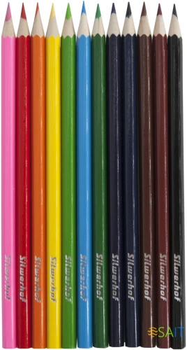 Карандаши цв. Silwerhof Color 2.8мм шестигран. дерево ассорти 12цв. коробка/европод.