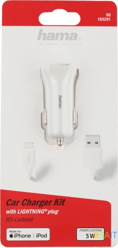 Автомобильное зар./устр. Hama H-183291 1A для Apple белый (00183291)