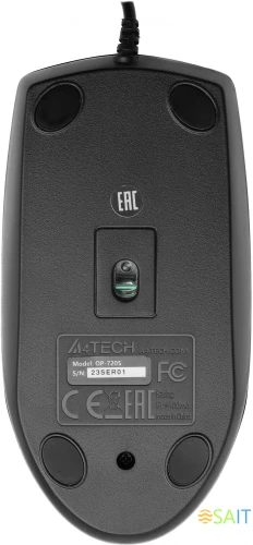 Мышь A4Tech OP-720S черный оптическая 1200dpi silent USB 2but