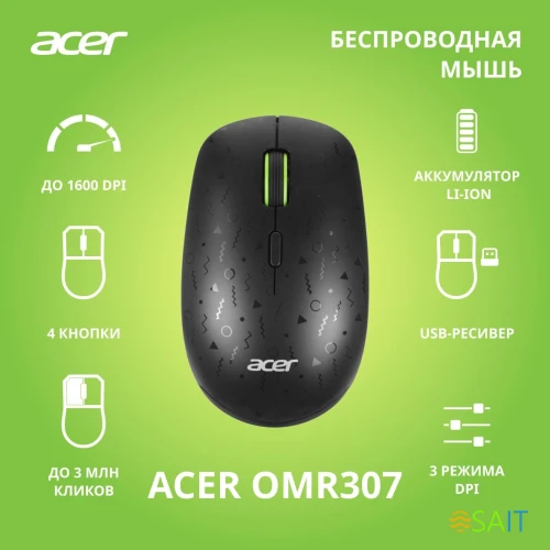 Мышь Acer OMR307 черный оптическая 1600dpi беспров. USB (ZL.MCECC.022)