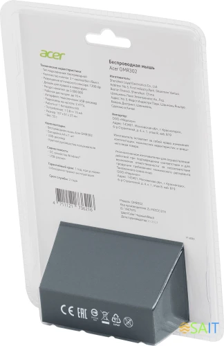 Мышь Acer OMR302 черный оптическая 1200dpi беспров. USB 3but (ZL.MCECC.01X)