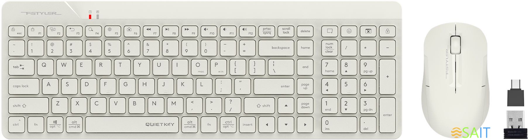 Клавиатура + мышь A4Tech Fstyler FG2300 Air клав:бежевый мышь:бежевый USB беспроводная slim (FG2300 AIR BEIGE)