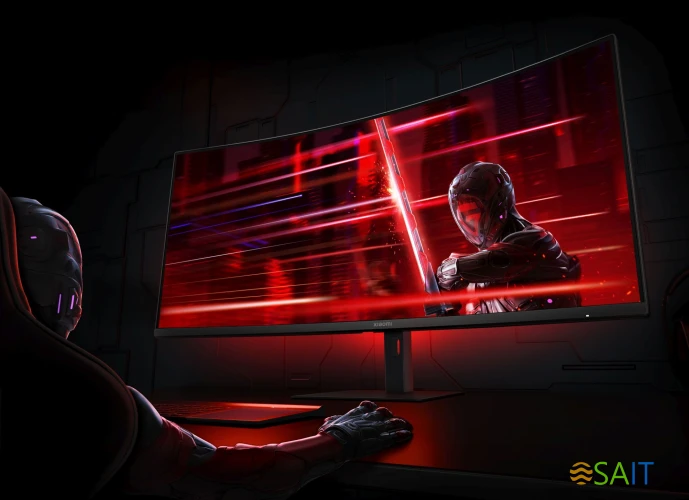 Монитор Xiaomi 34" Curved Gaming Monitor G34WQi черный VA LED 1ms 21:9 HDMI матовая HAS Piv 350cd 178гр/178гр 3440x1440 180Hz FreeSync Premium DP 2K 6.9кг