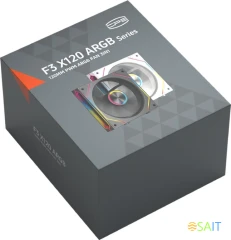 Вентилятор для корпуса PcCooler F3 X120 BK ARGB 120х120x25 черный 4-pin 28.4дБ (F3X120-BKAC012-GL) Ret