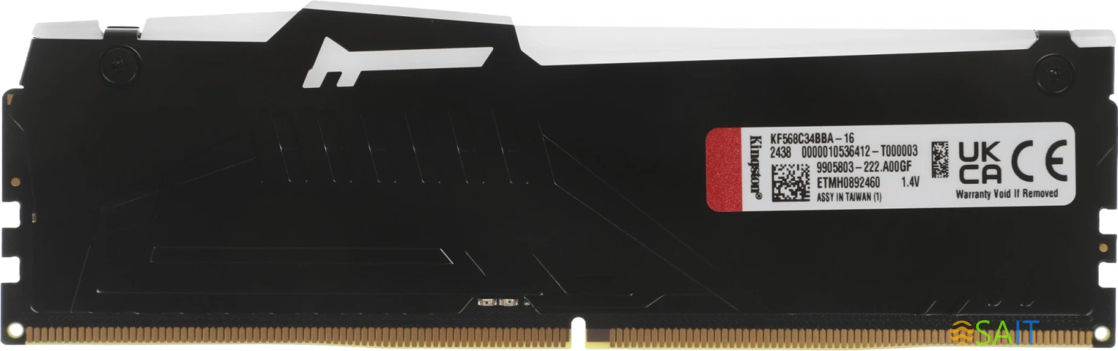 Память DDR5 16GB 6800MHz Kingston KF568C34BBA-16 Fury Beast RGB RTL Gaming PC5-54400 CL34 DIMM 288-pin 1.4В kit single rank с радиатором Ret