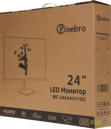 Монитор Pinebro 23.8" MF-2404AH(100) черный IPS LED 4ms 16:9 HDMI M/M матовая HAS Piv 300cd 178гр/178гр 1920x1080 100Hz FreeSync VGA FHD 3.7кг