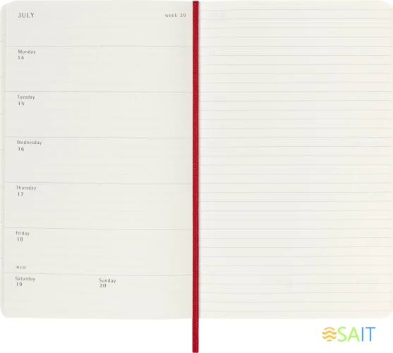 Еженедельник Moleskine ACADEMIC SOFT WKNT Large 130х210мм датир.18мес 208стр. мягкая обложка красный