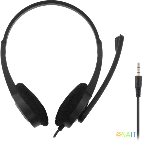 Наушники с микрофоном Оклик HS-M600 черный 1.8м накладные оголовье (1900372)