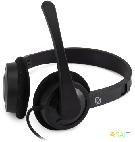 Наушники с микрофоном Оклик HS-M600 черный 1.8м накладные оголовье (1900372)