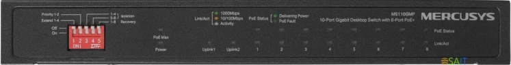 Коммутатор Mercusys MS110GMP (L2) 10x1Гбит/с 8PoE+ 111W неуправляемый