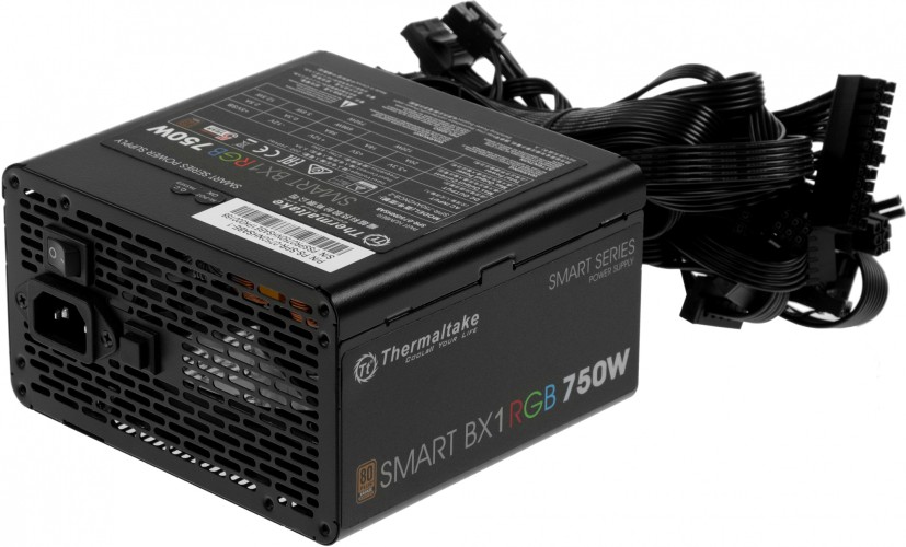Блок питания Thermaltake ATX 750W Smart BX1 RGB 80+ bronze (20+4pin) APFC 120mm fan color LED 8xSATA RTL