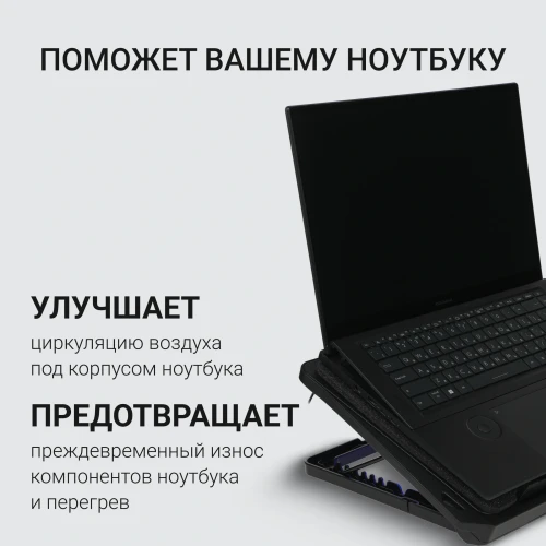 Подставка для ноутбука Digma D-NCP170-2x110RGB 18" 400x288x45мм 52дБ 2xUSB 2x 110ммFAN 1250г Fan-control металл/пластик черный