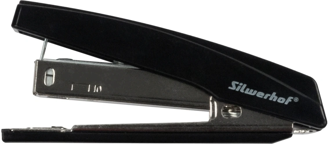 Степлер Silwerhof Eco N10 (15листов) встроенный антистеплер черный 50скоб пластик коробка