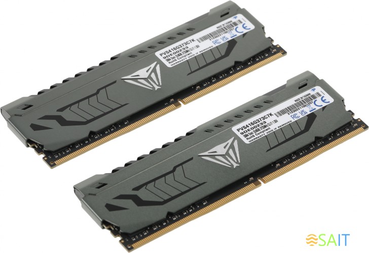 Память DDR4 2x8Gb 3733MHz Patriot PVS416G373C7K Viper Steel RTL Gaming PC4-29800 CL17 DIMM 288-pin 1.35В single rank с радиатором Ret