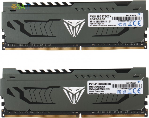 Память DDR4 2x8Gb 3733MHz Patriot PVS416G373C7K Viper Steel RTL Gaming PC4-29800 CL17 DIMM 288-pin 1.35В single rank с радиатором Ret