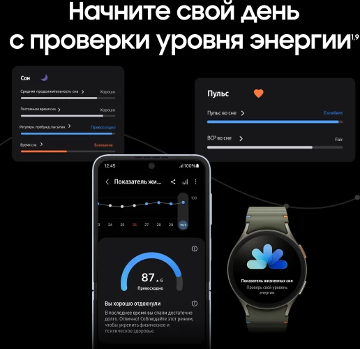 Смарт-часы Samsung Galaxy Watch 7 LTE 40мм 1.31" AMOLED корп.зеленый рем.зеленый (SM-L305FZGACAU)