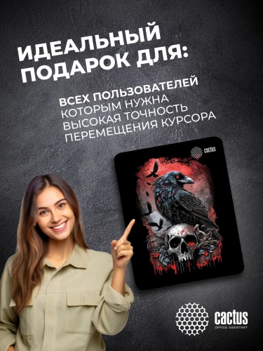 Коврик для мыши Cactus Raven 250x200x3мм (CS-MP-D14S)