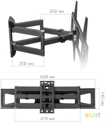 Кронштейн для телевизора Kromax CORBEL-11 титан 32"-75" макс.45кг настенный поворот и наклон