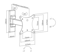 Кронштейн для телевизора Ultramounts UM874 черный 13"-27" макс.20кг настенный поворот и наклон