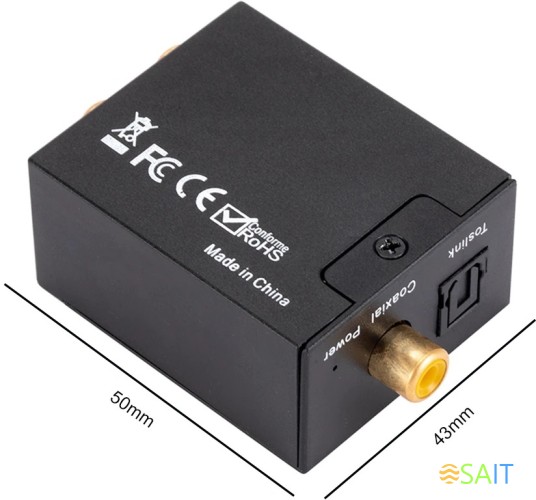 Переходник аудио Premier 5-987 TOS (f)/2хRCA (f) черный